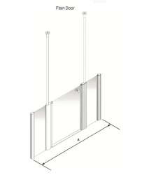 Larenco Alcove Half Height Shower Enclosure Plain Door with 2 Inline Fixed Panels